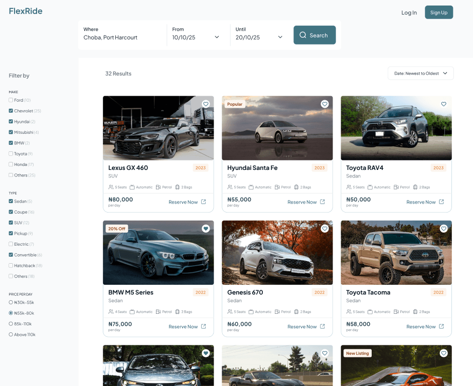 Flexride – Car Rental Platform MVP - Image 2
